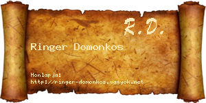 Ringer Domonkos névjegykártya